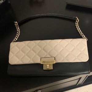 Calvin Klein Black and Cream Quilted Shoulder Bag